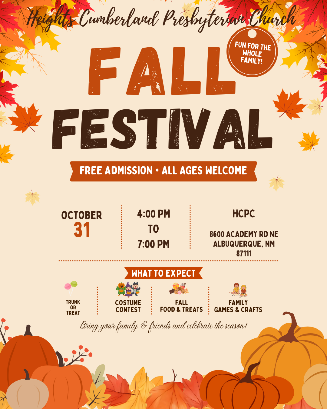 Orange White and Beige Fall Festival Fun Fair Instagram Post